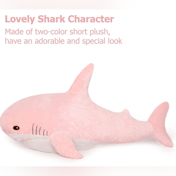 Morimos 32" Pink Shark Pillow Plush. Brand New With Tags. - Picture 8 of 12